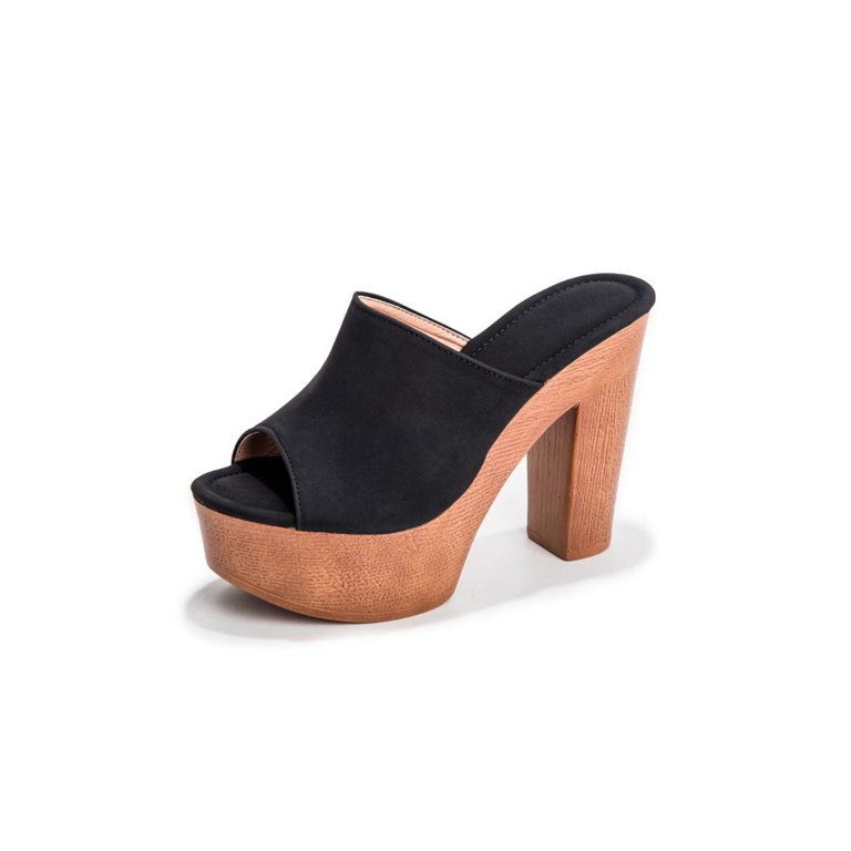 LUXUR Women's Studded Backless Chunky Platform Clog Heel Sandals | Walmart (US)