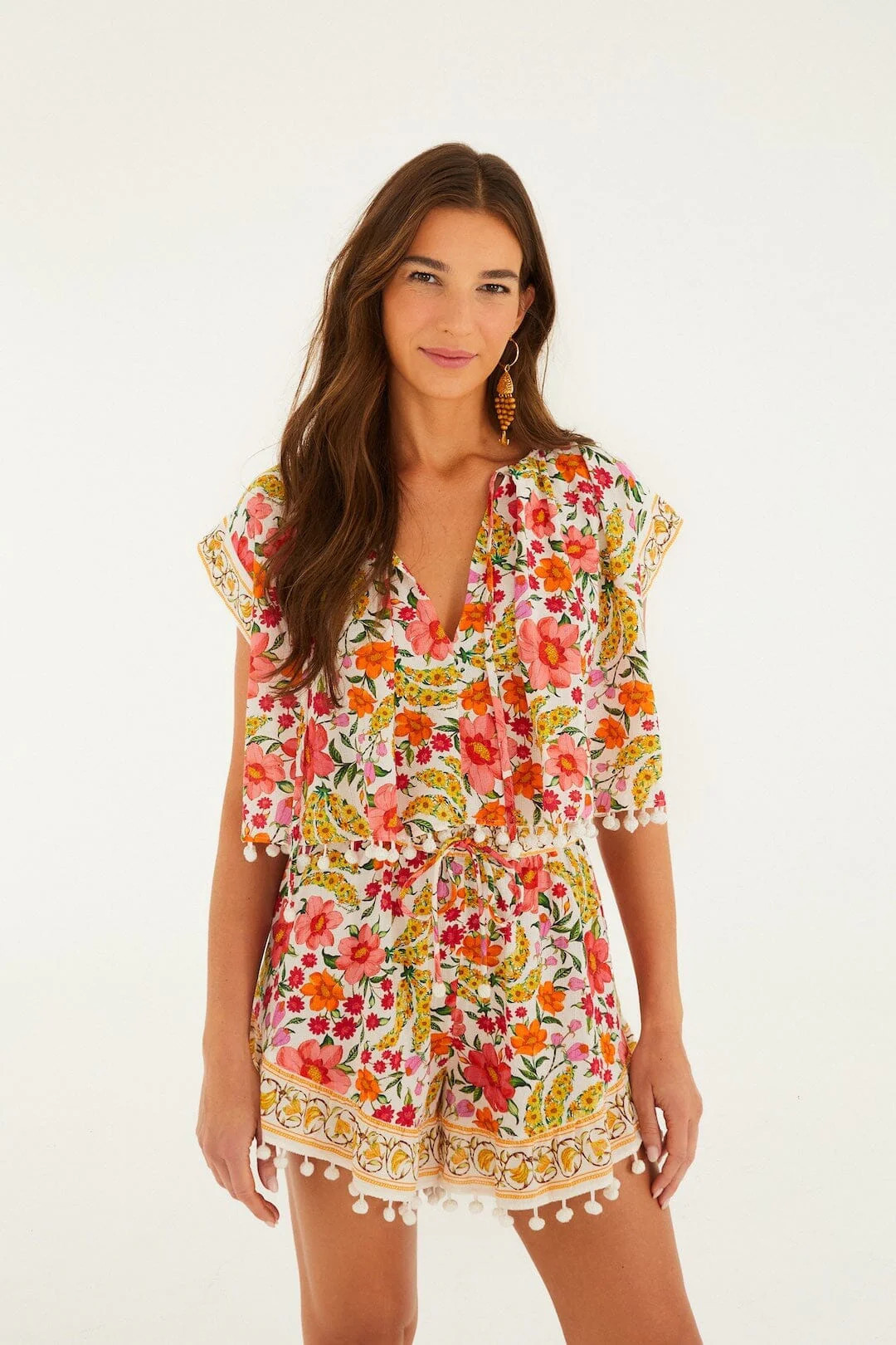 Banana Flowers Shorts, BANANA FLOWERS OFF-WHITE / XL | FarmRio (US)