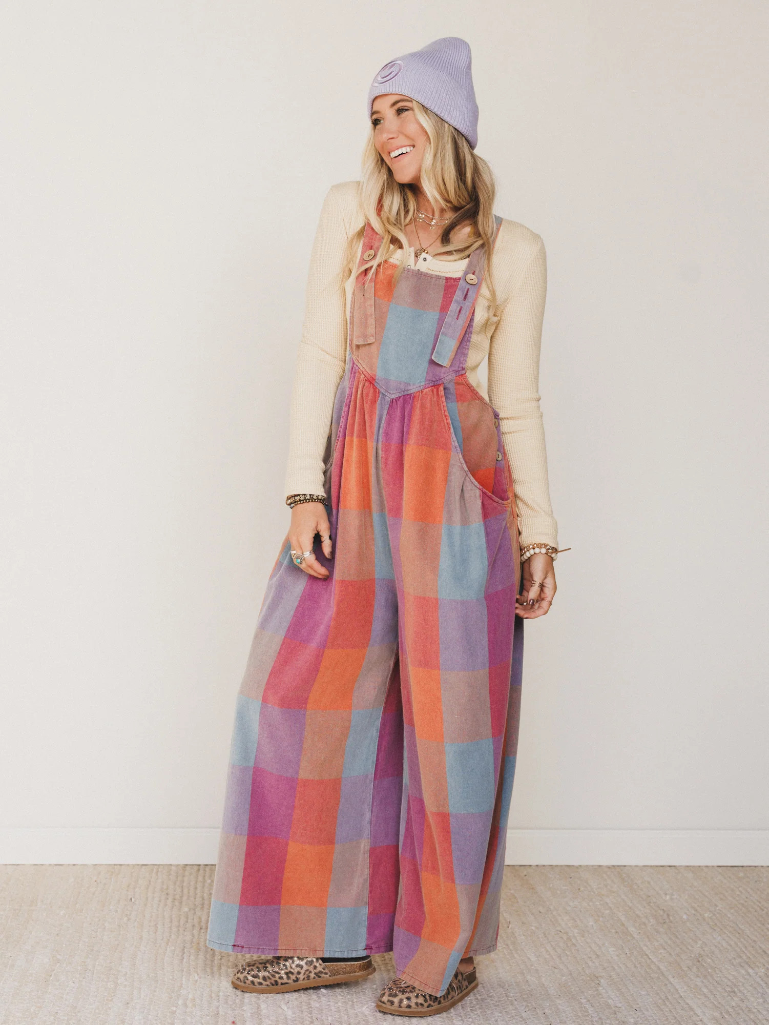 Delyah Plaid Pattern Overalls - Multi - Pre Order | Three Bird Nest