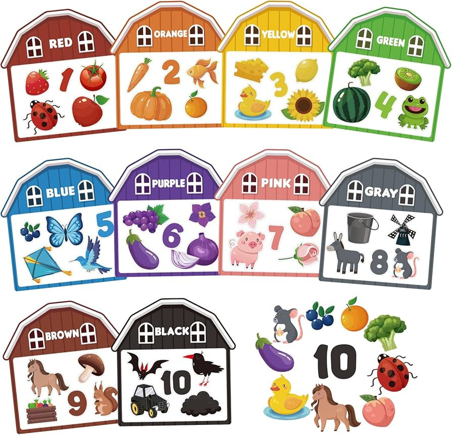 10Pcs Magnetic Color Sorting Toys 60 Toddler Magnets for Refrigerator, Cute Farm Animal Fridge Ma... | Amazon (US)