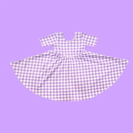 Purple Gingham Twirl Dress | Poppy Kids Co