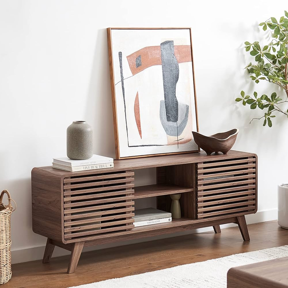 mopio Ensley TV Stand, Mid Century Modern TV Stand for 55/60/65 inch TV, Farmhouse TV Stand, Ente... | Amazon (US)