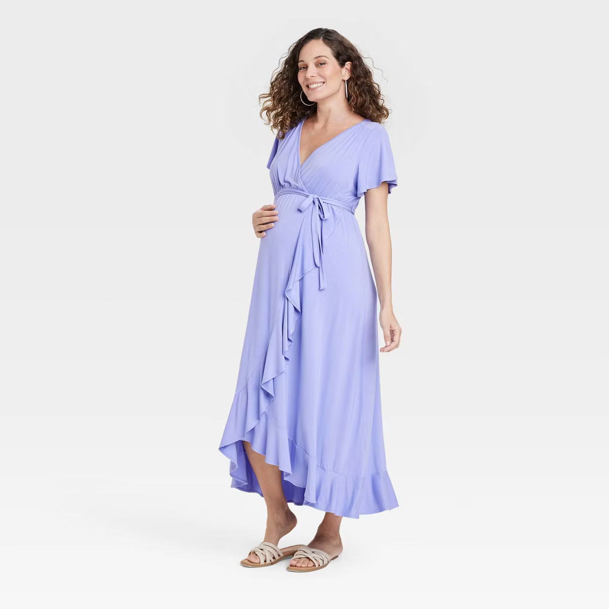 Flutter Short Sleeve Knit Maxi Maternity Empire Waist Dress - Isabel Maternity by Ingrid & Isabel... | Target