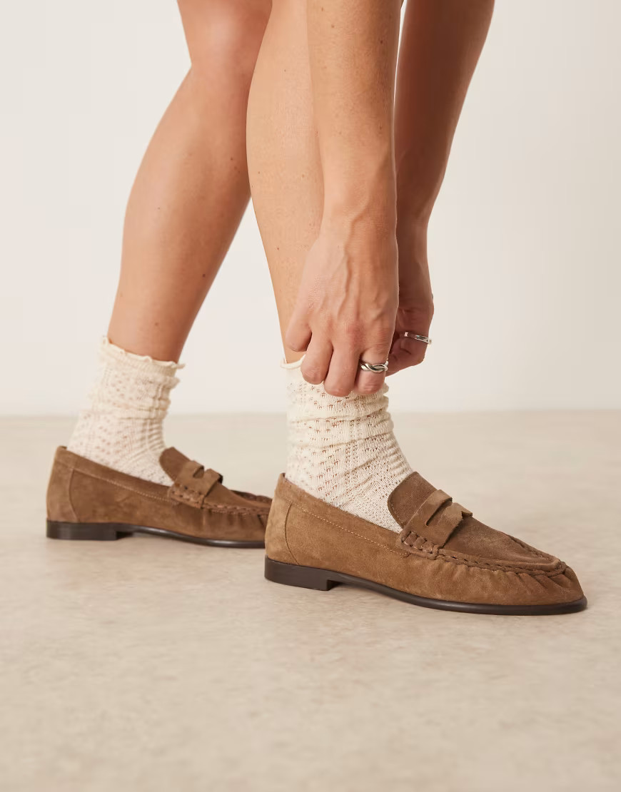 ARRANGE Premium leather loafer in tan suede-Brown | ASOS (Global)