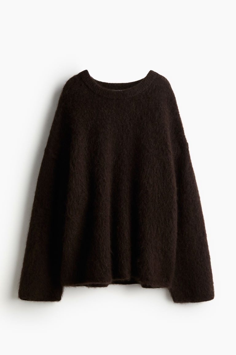 H & M - Oversized Mohair-Blend Sweater - Brown | H&M (US + CA)