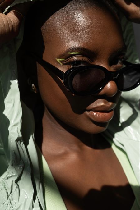 Lime green eye liner, oval sunglasses and green anorak jacket for spring  

#LTKfindsunder50 #LTKSeasonal #LTKbeauty