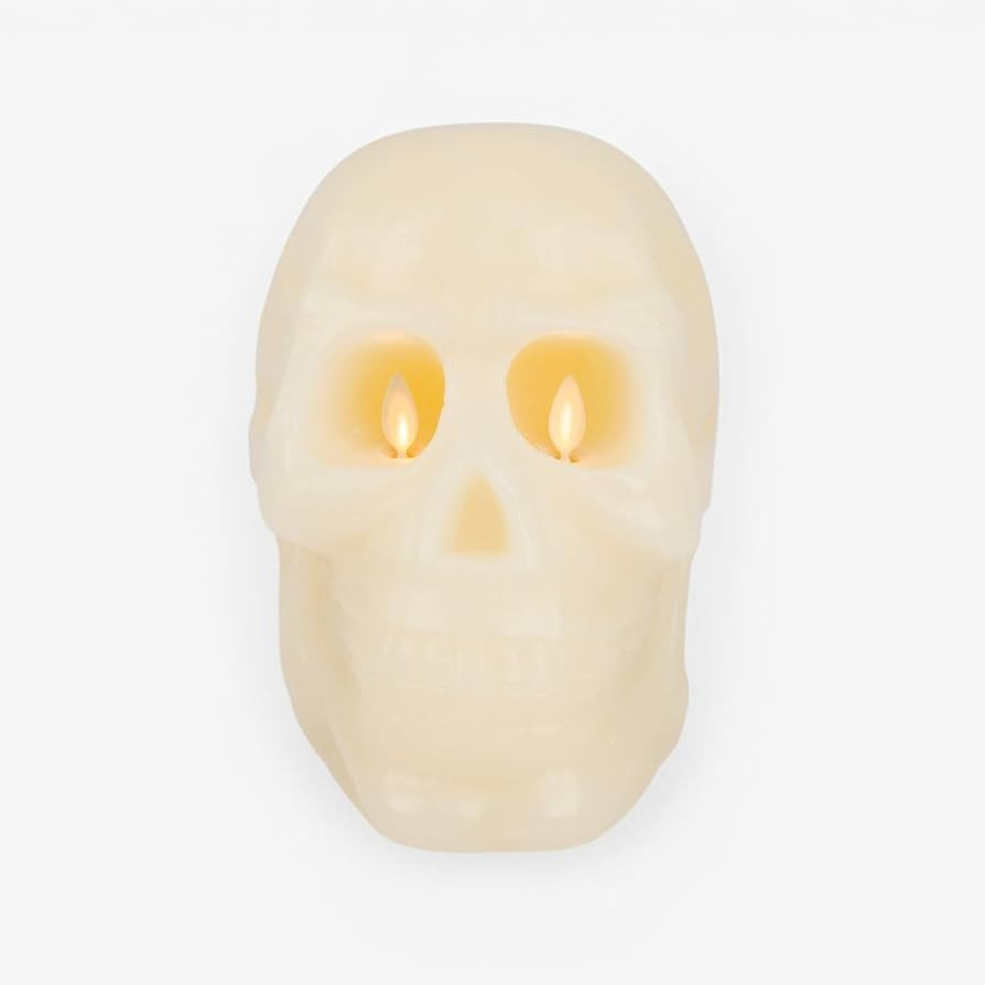 Luminara EXC COL Flameless Moving Flame Ivory Skeleton Skull with Dual Flames Figural Real Wax LE... | Amazon (US)