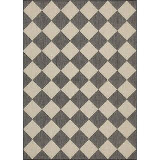 Black/Ivory Diamond 6 ft. x 9 ft. Indoor/Outdoor Area Rug | The Home Depot