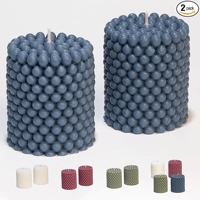 Bubble Candle Soy Candle Sets | Unscented Blue Mini Pillars | 25-Hr Burn Time | Trendy Colored Fu... | Amazon (US)