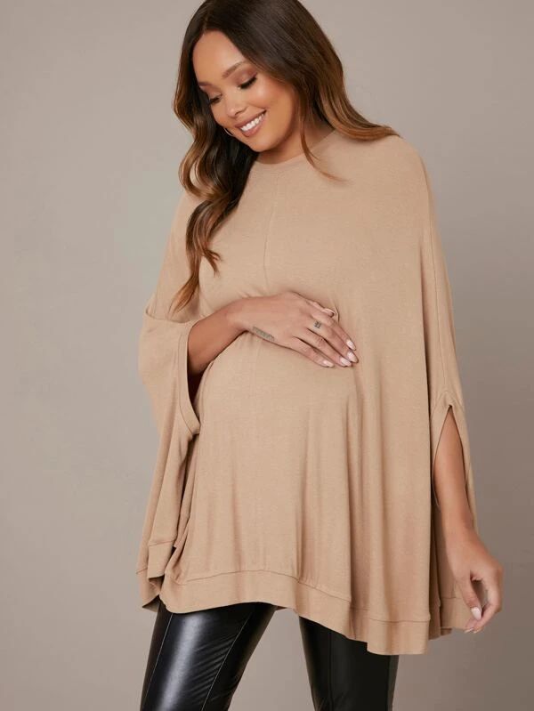 SHEIN Maternity Cloak Sleeve Solid Top | SHEIN