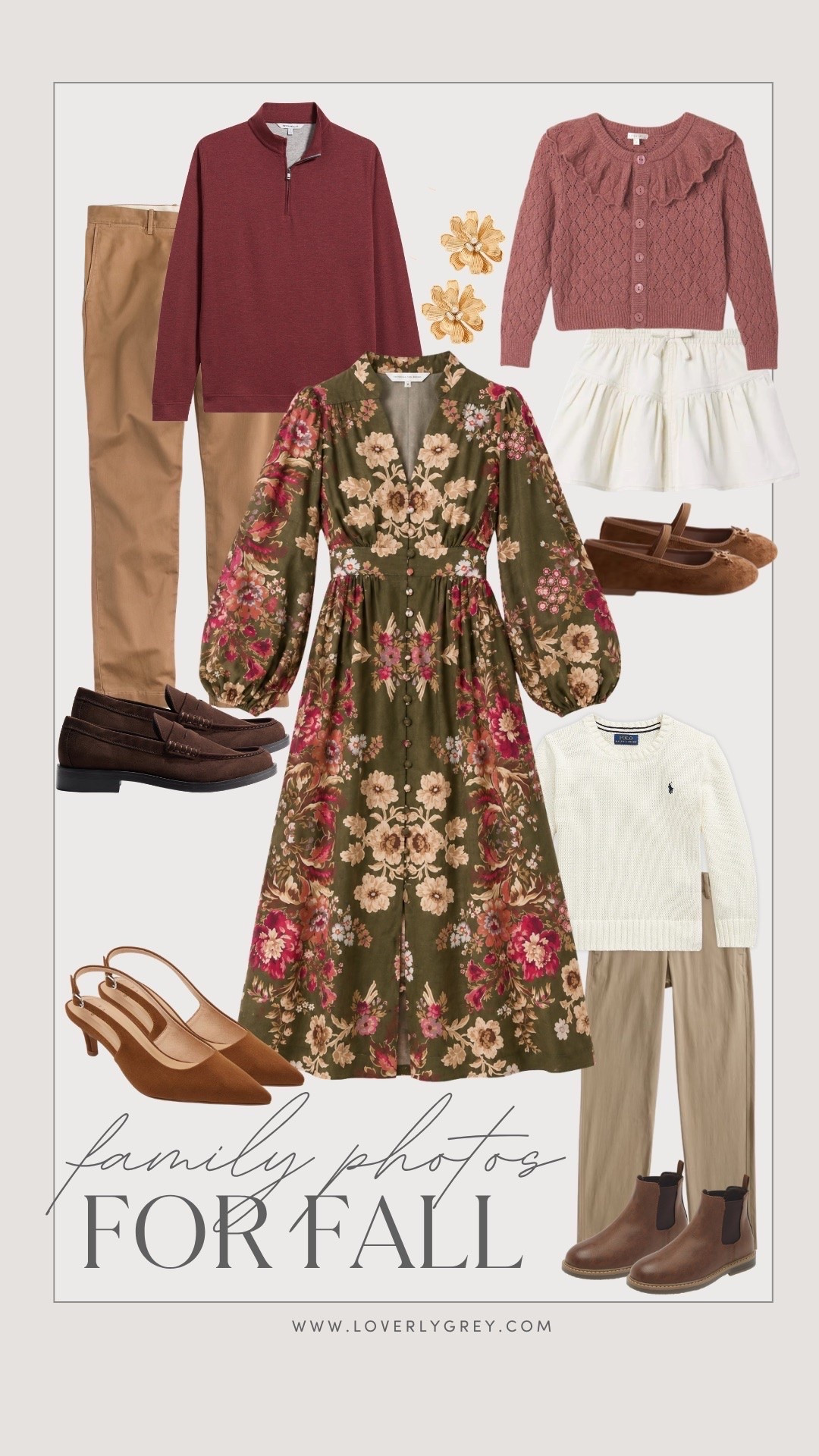 This combo for fall family photos is so good! Love the different shades pulled from the dress! This dress is on sale now too😍

Loverly grey, tuckernuck dress, fall pictures for family outfit ideas, coordinating family outfit inspo, floral midi dress women, girls outfit fall, boys clothing

#LTKKids #LTKmomlife #LTKSeasonal
