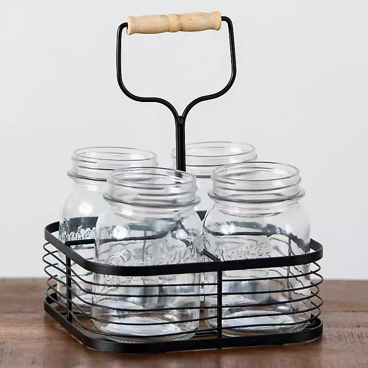 Black Wire Utensil Caddy with Wooden Handle | Kirkland's Home