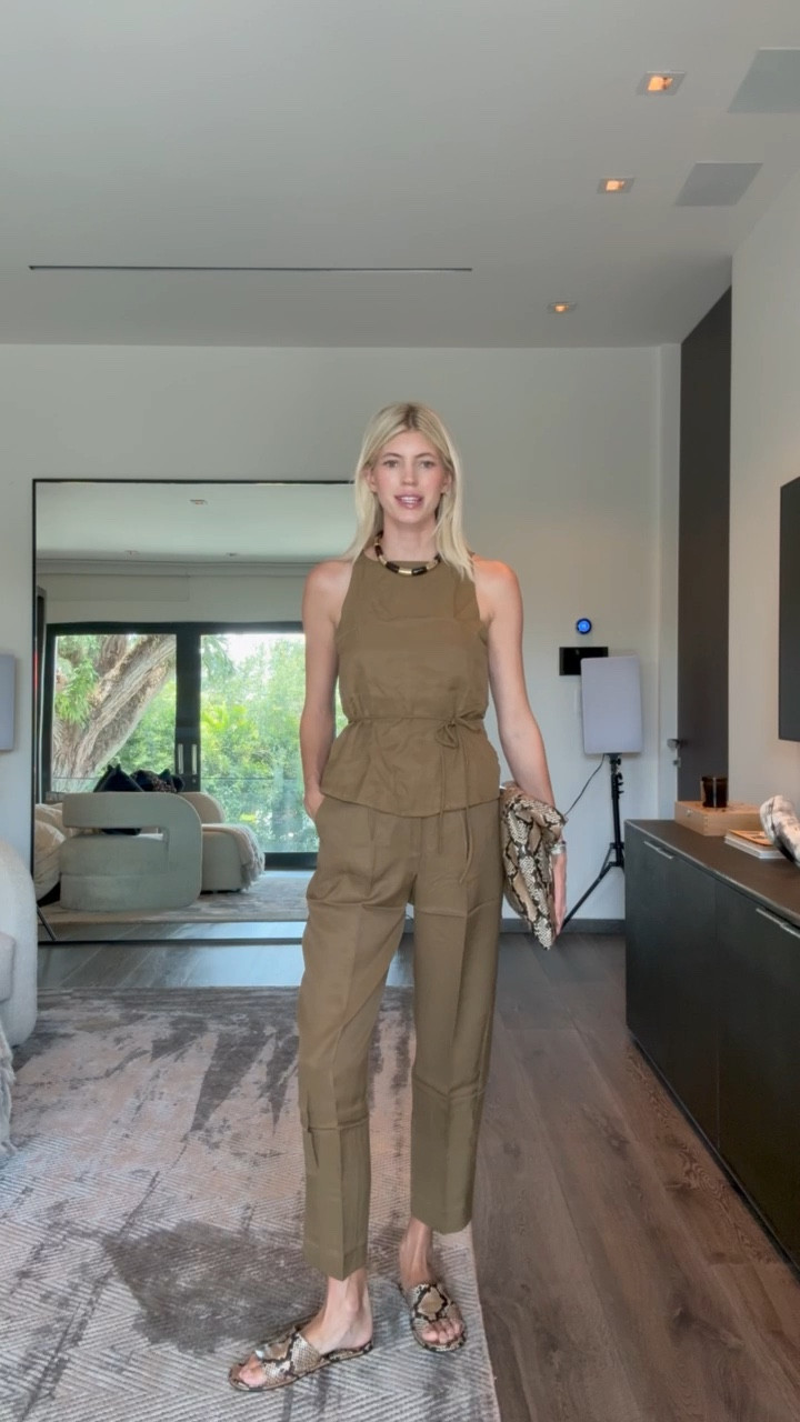 Obsessed with the snakeskin accessories! ✨ This olive green linen set is the perfect wardrobe staple. 

#LTKShoeCrush #LTKStyleTip #LTKItBag