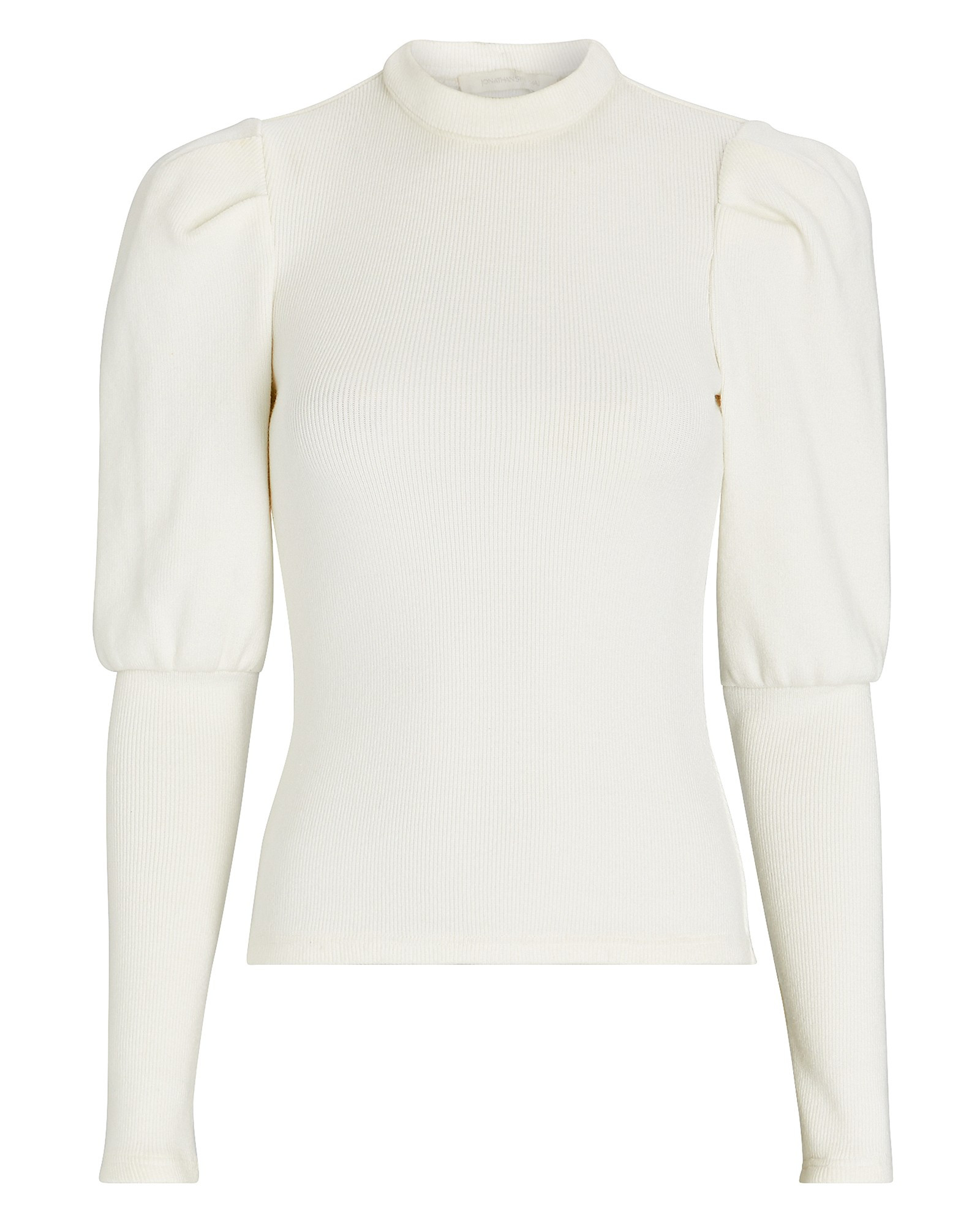 Jonathan Simkhai Standard Rib Knit Puff Sleeve Top, White P | INTERMIX