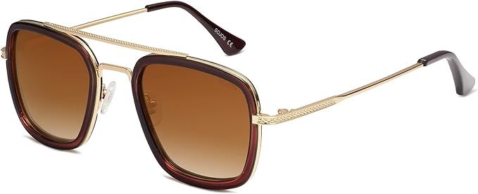 SOJOS Polarized Sunglasses for Men Women Retro Aviator Square Goggle Classic Alloy Frame HERO SJ1... | Amazon (US)