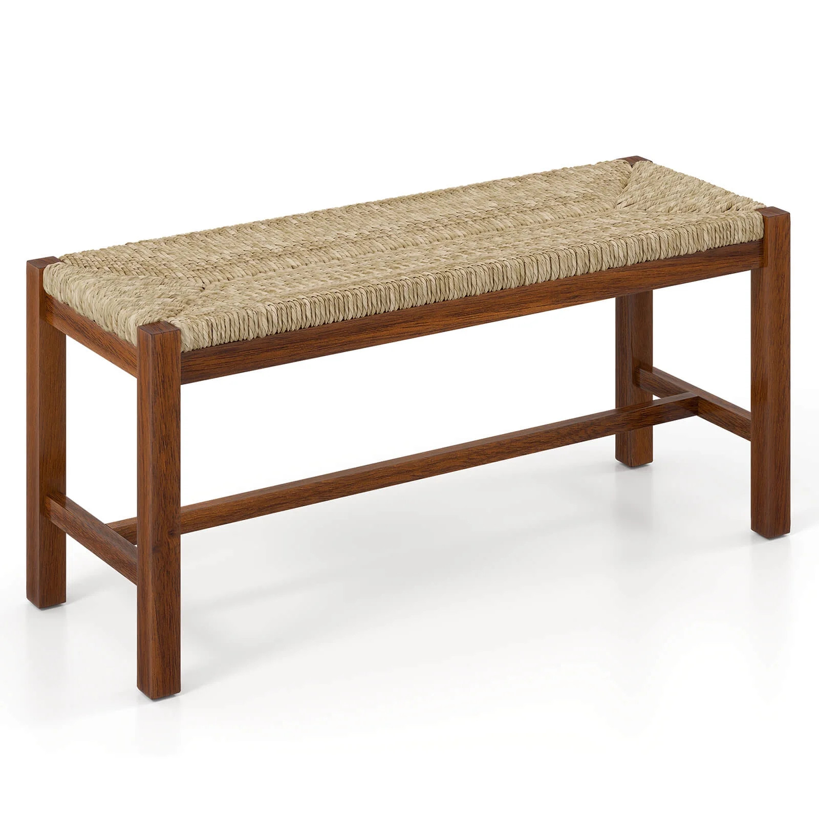 Costway 40" Long Wood Bench Indoor Dining Entryway End of Bed Bench Natural Seagrass Seat - Walma... | Walmart (US)