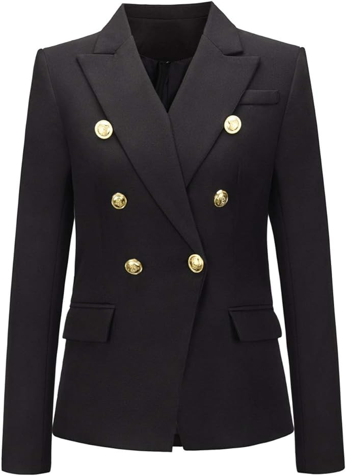 chouyatou Women's Vintage Double Breasted Slim Fit Dress Suit Blazer Jacket | Amazon (US)