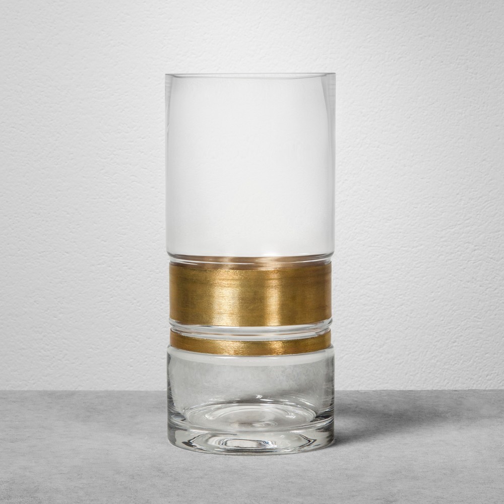 Glass Vase with Brass Wrap Large - Hearth & Hand with Magnolia, Clear Gold | Target