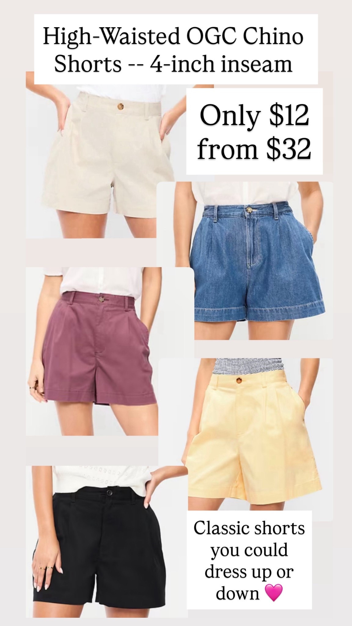 High waisted chino shorts are $12 from $32

#LTKSaleAlert