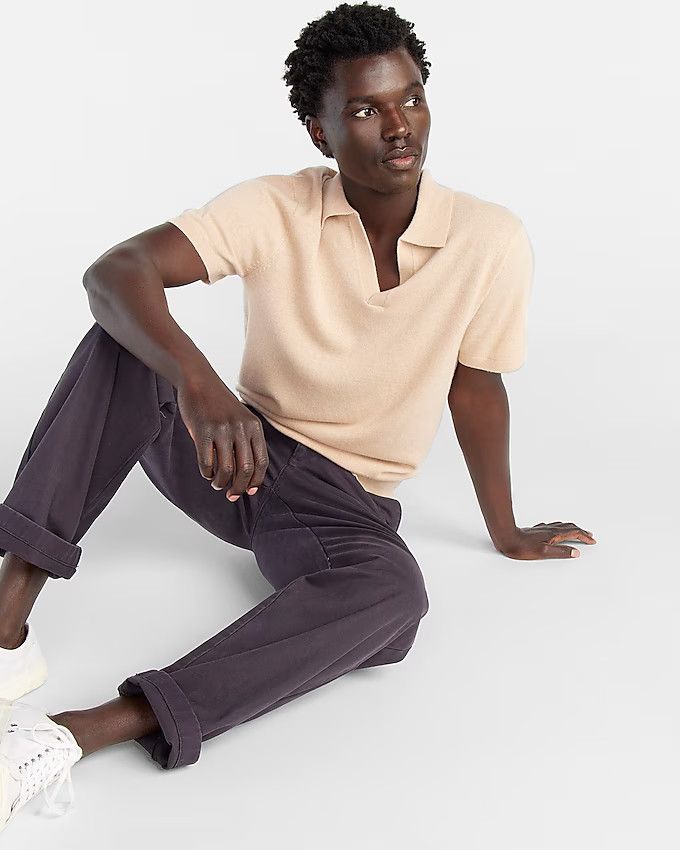 Cashmere short-sleeve johnny-collar sweater-polo | J.Crew US