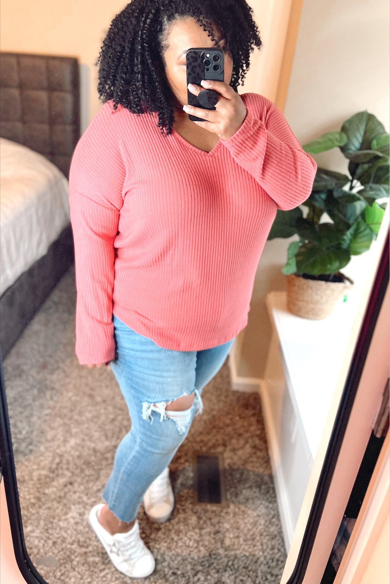 Walmart Tunic top by time and tru size 3xl. Target plus size, mid-rise jeans by Viv and ava size 18w. Slip on sneakers with faux fur by sketchers, will link more options! Easy everyday Mom outfit for spring. 

#LTKcurves #LTKFind #LTKunder100