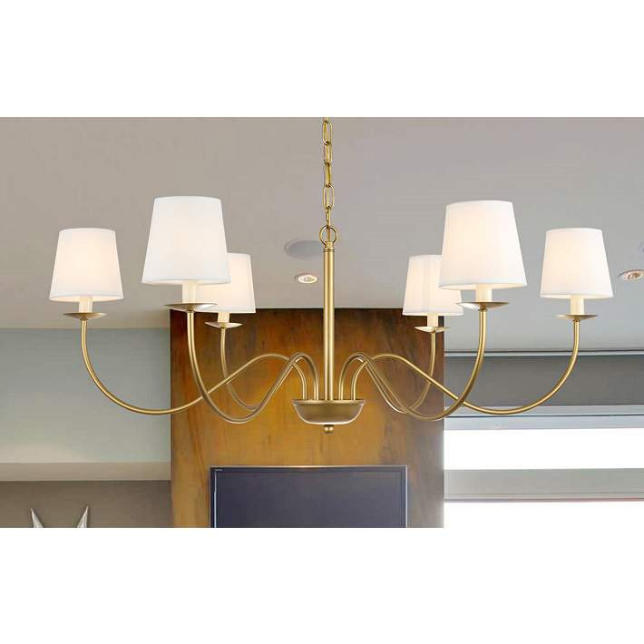 Eclipse 37" Wide Brass 6-Light Chandelier | Lamps Plus