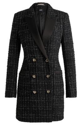 Tuxedo-style dress in sparkling tweed- Black Women's Business Dresses size 2 | Hugo Boss (US)