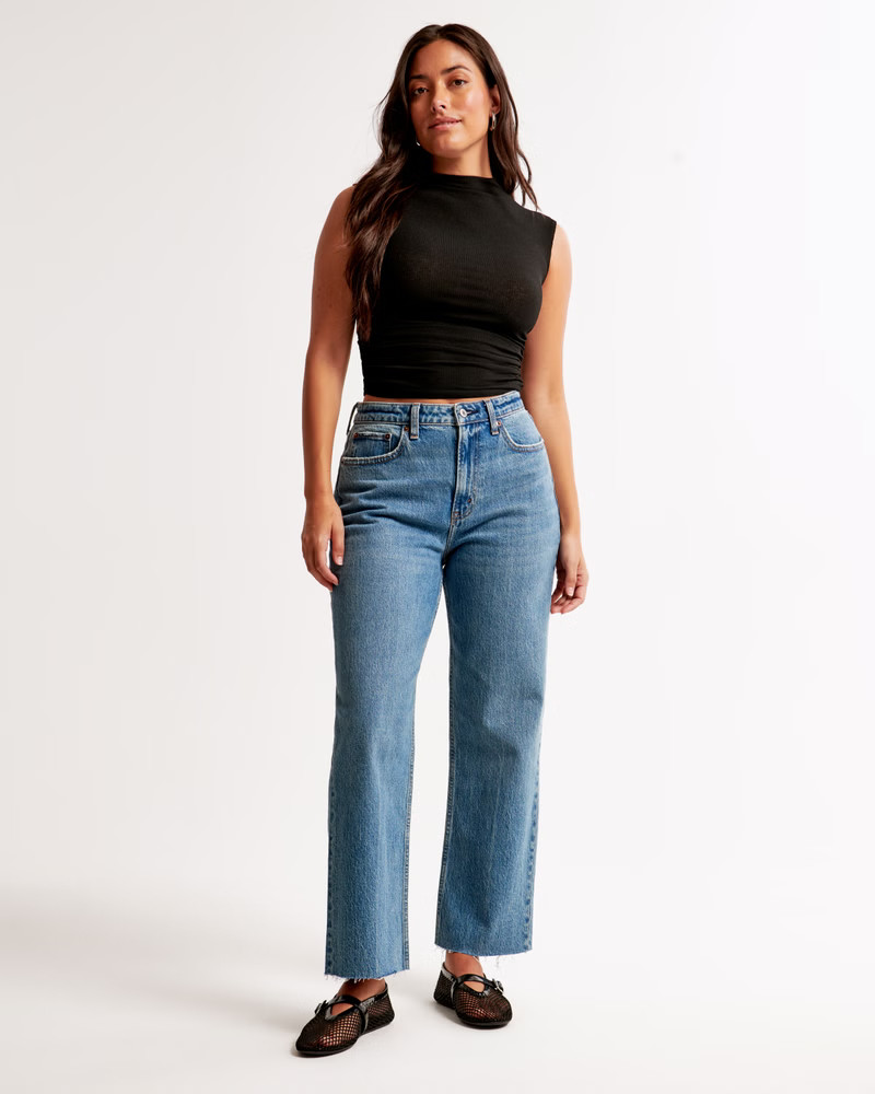 Curve Love High Rise Vintage Straight Jean | Abercrombie & Fitch (US)