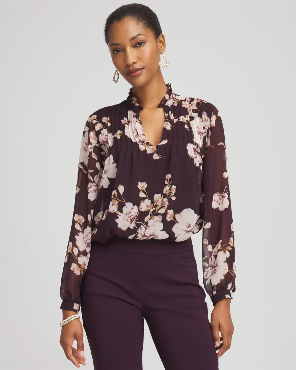 Frosty Floral Ruffleneck Blouse | Chico's