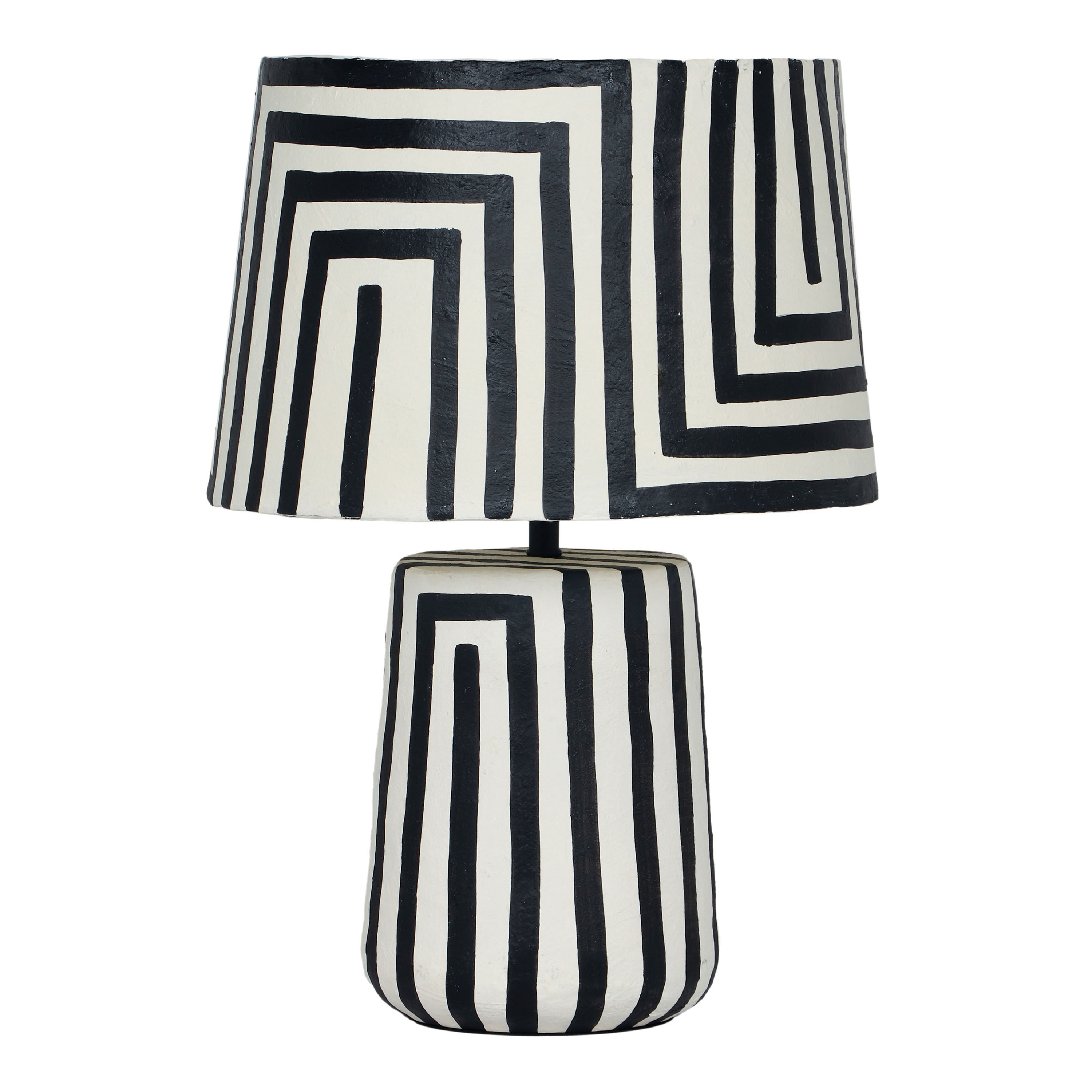 Parry Black and White Maze Stripe Table Lamp - World Market | World Market