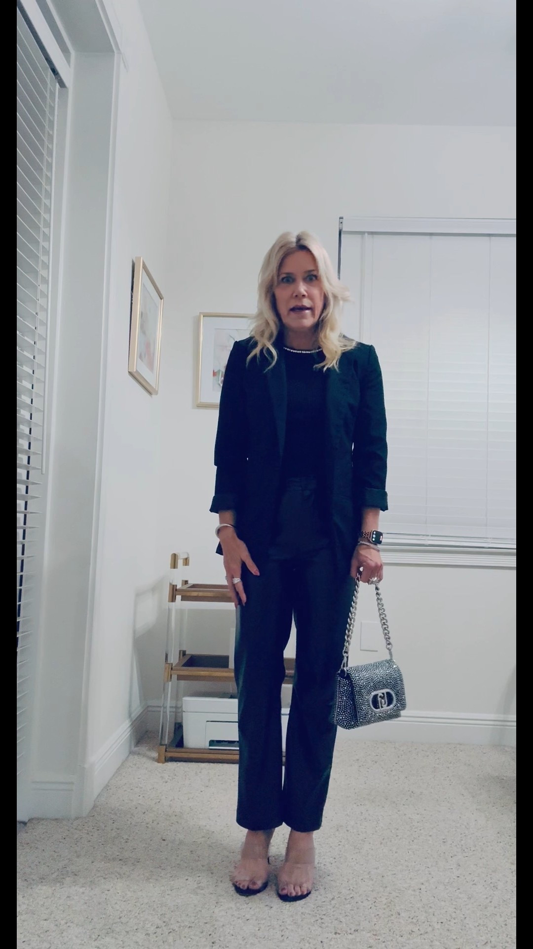 This simple go-to outfit you can wear to the office or to an event. Love these cropped faux leather pants worn with a cropped embellished knit top and black blazer. Simple heels with a statement crystal handbag which I always get compliments when wearing. All pieces fit true to size.

#LTKgrwm #LTKPetite #LTKOver40