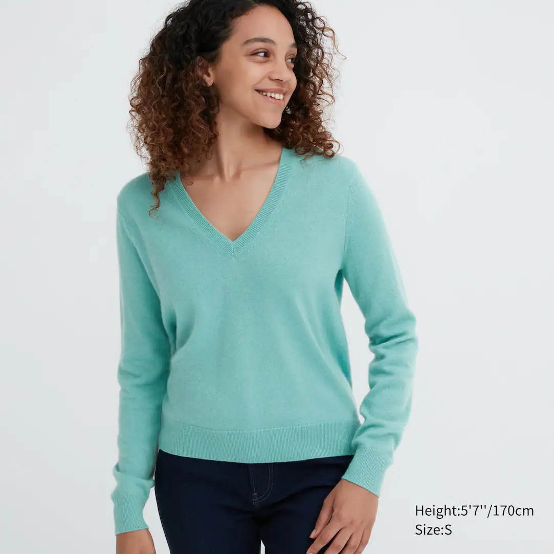 100% Kasjmier Trui met V-Hals | Uniqlo NL