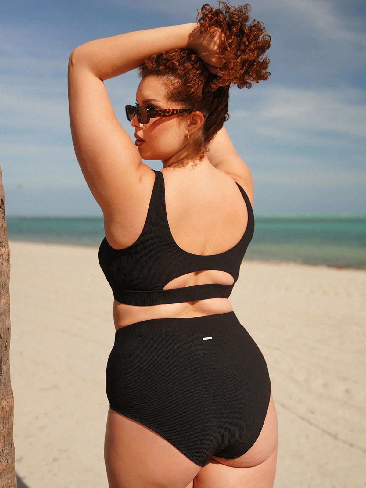 Black Ribbed Plus Size Bikini Bottom & Reviews - Black - Sustainable Plus Size Bikinis | BERLOOK | BERLOOK