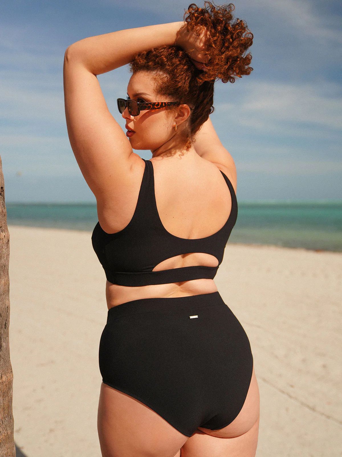 Black Ribbed Plus Size Bikini Bottom & Reviews - Black - Sustainable Plus Size Bikinis | BERLOOK | BERLOOK