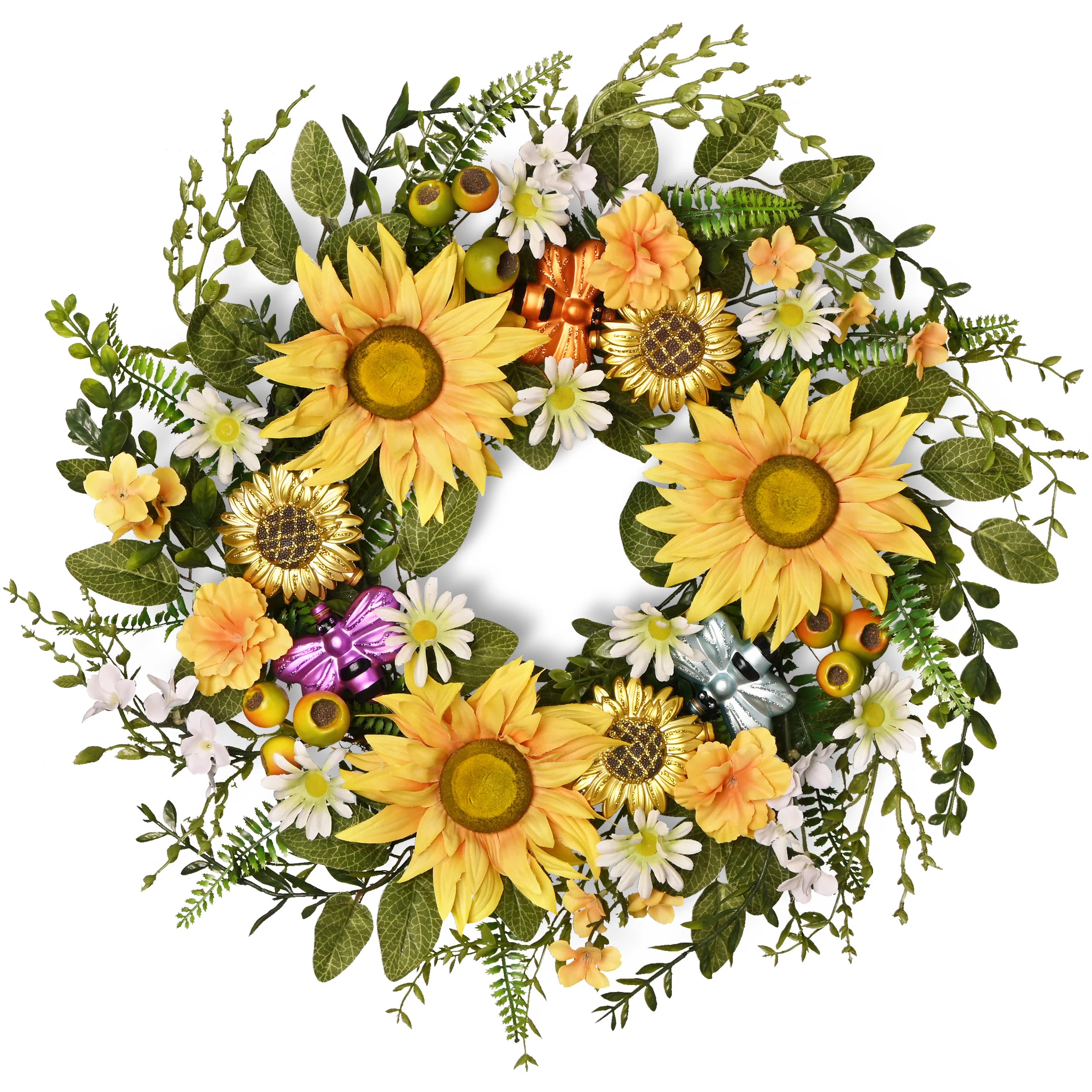 DecorbyHannah 24 Inch Artificial Spring And Summer Sunflower Pre-Decored Wreath & Reviews | Wayfa... | Wayfair North America