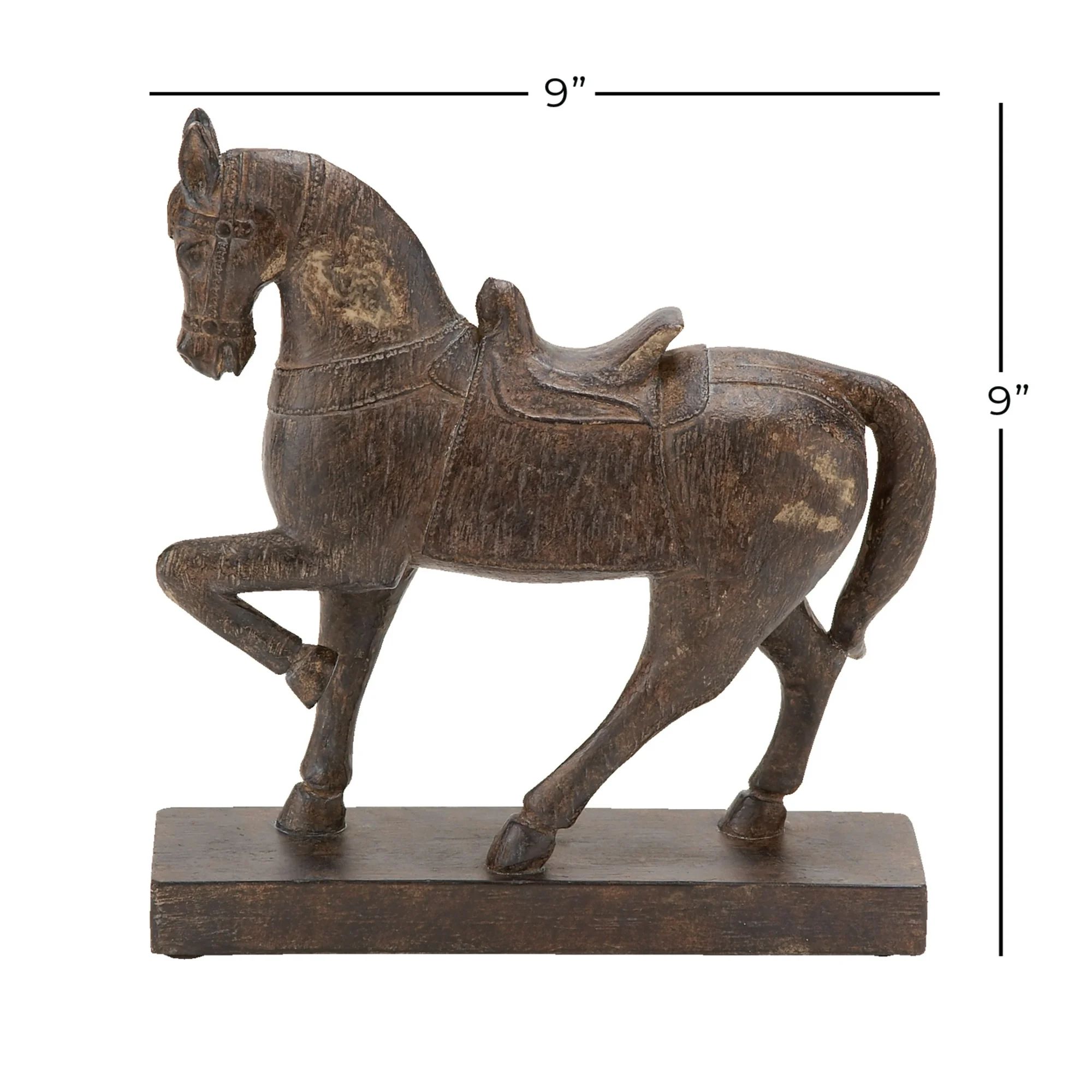 9" x 9" Brown Polystone Horse Sculpture, by DecMode | Walmart (US)