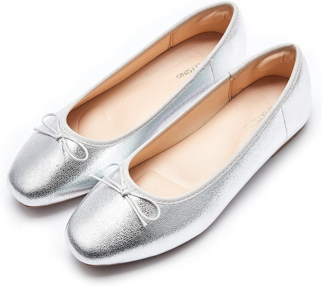 Women's Round Toe Ballet Flats Comfortable Bow Dressy Flats Shoes for Women | Amazon (US)