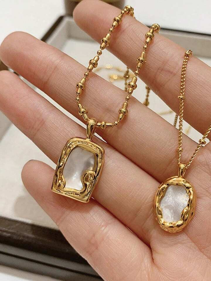 Fashionable Asymmetrical Geometric Charm Necklace For Women For Daily Decoration | SHEIN