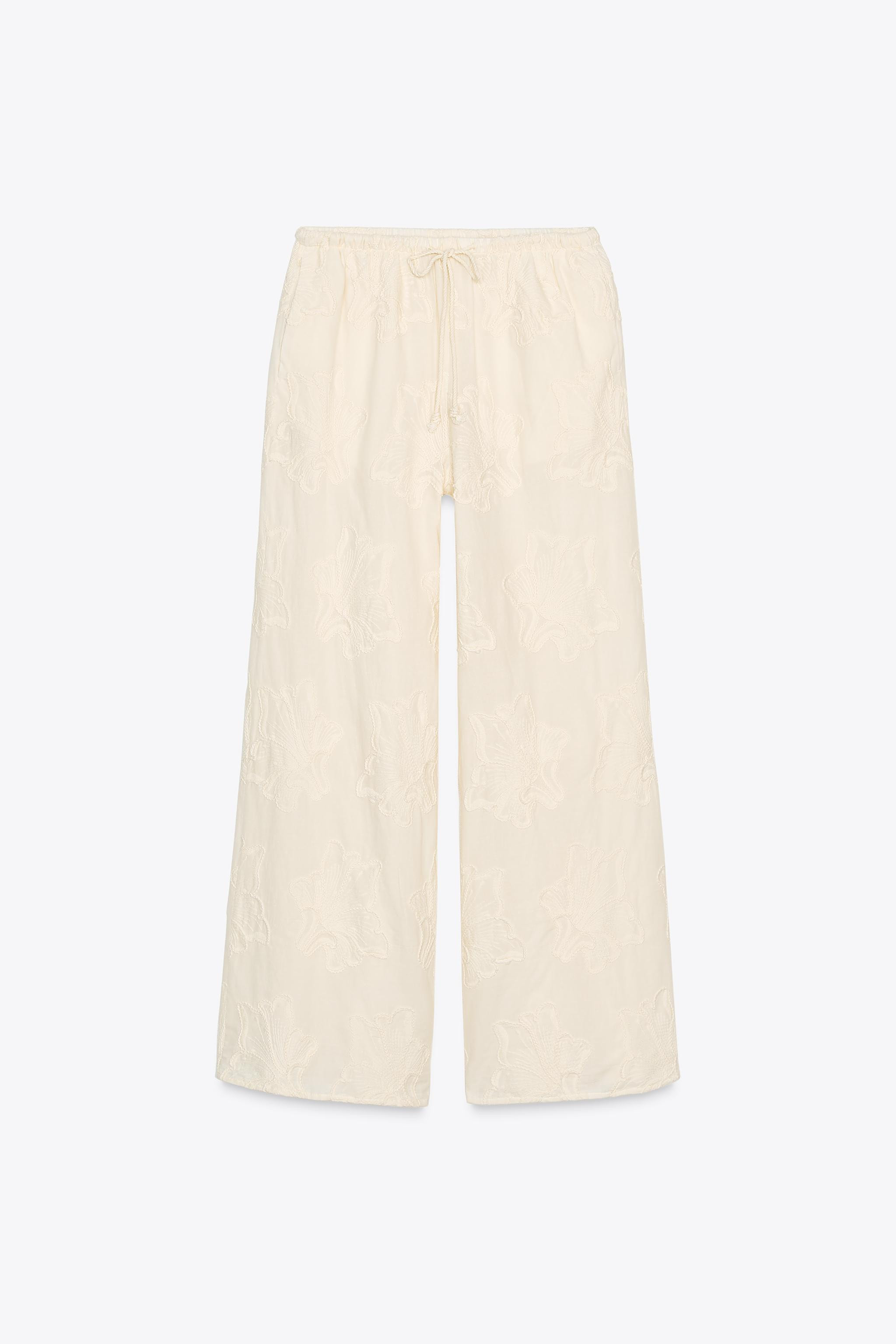 ZW COLLECTION EMBROIDERED PYJAMA TROUSERS | Zara UK