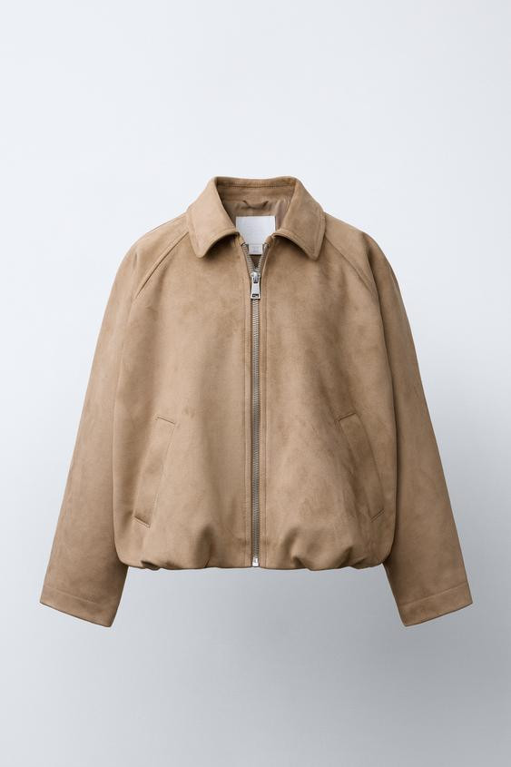 FAUX SUEDE BALLOON JACKET | Zara US