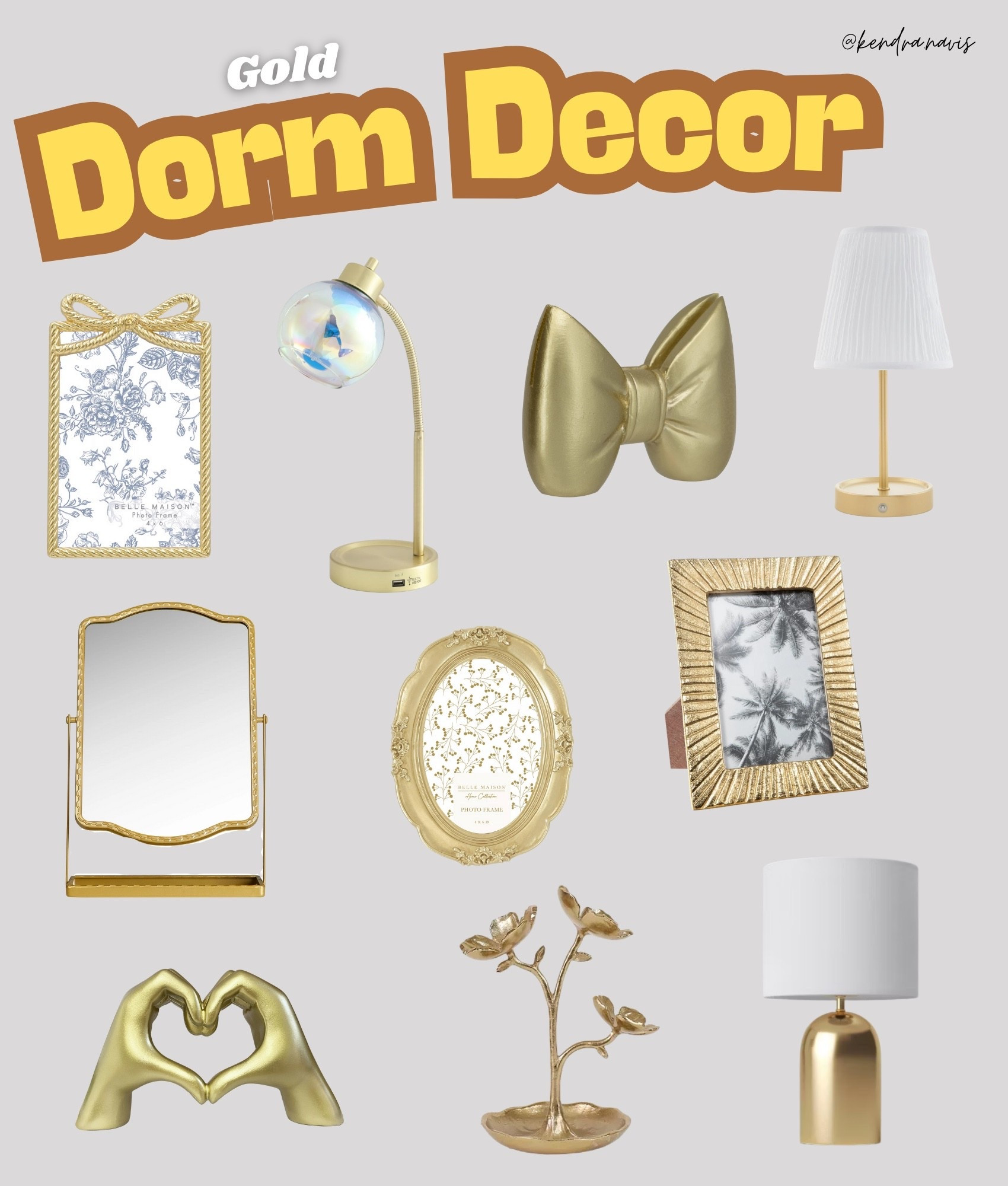 Gold College Girl Dorm Room Decor - Brass/Gold Teenage Bedroom Decor Finds, Back to School Shopping Essentials

#LTKHome