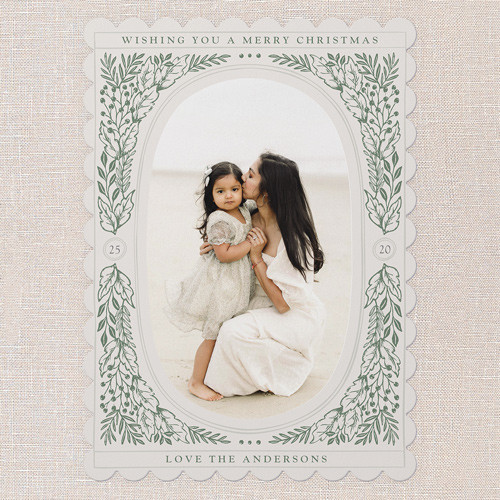 Christmas Cards: Evergreen Grace, White, 5x7 Flat, 100% Recycled Cardstock, Rounded | Shutterfly
