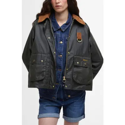 Barbour Erma Waxed Cotton Jacket in Archive Olive/ancient Tartan at Nordstrom, Size 2 | Nordstrom