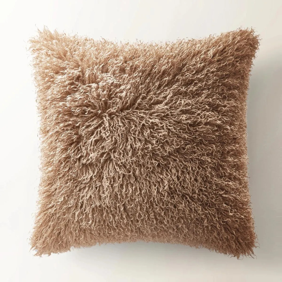 Micah Faux Mongolian Pillow 22" - Mocha | Z Gallerie