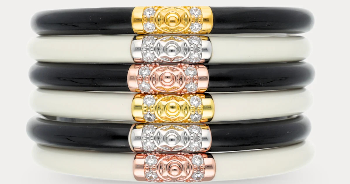 Black/Ivory Summer Stripes Bangle Stack | BuDhaGirl