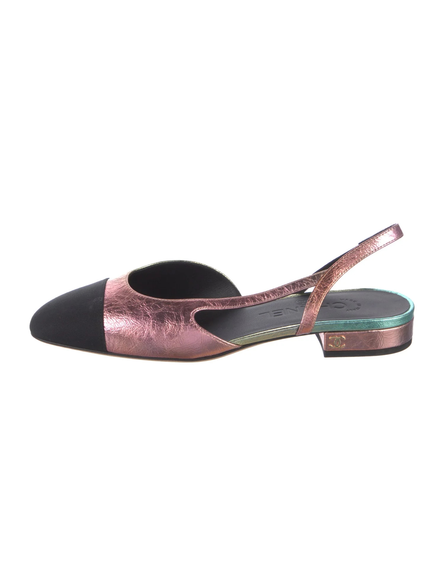 Interlocking CC Logo Calfskin Slingback Flats | The RealReal