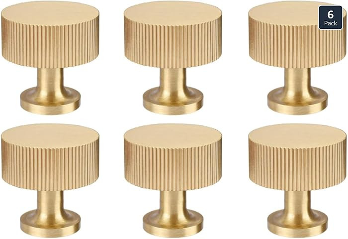 RZDEAL 6pcs Solid Brass Cabinet Knobs Pulls Cabinet Drawer Dresser Gold Knobs Modern Handles (1"x... | Amazon (US)