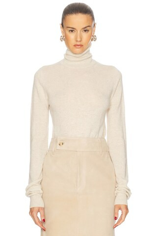 Eterne Etienne Cashmere Turtleneck Sweater in Oatmeal - Beige. Size M/L (also in ). | FWRD 