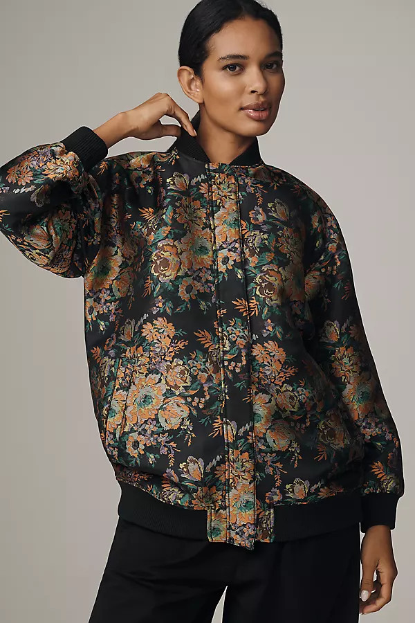 Oversized Jacquard Bomber Jacket | Anthropologie (US)