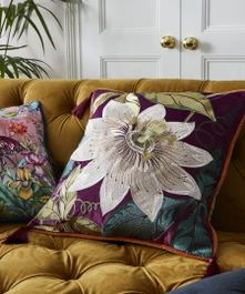 Beautiful Embroidered Floral Reversible Cushion | Joe Browns